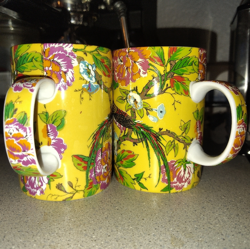 Floral Yellow Ceramic Mugs